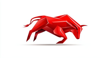 Red Bull Logo Design - Abstract geometric design of a charging red bull, perfect for branding or corporate identity. Strong, powerful
