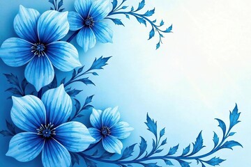 Intricate blue watercolor floral design, swirling patterns, vibrant hues, dynamic, shade