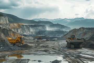 The worker is working on the rare earth mineral mining industry, Quarry labor in mine.