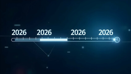 Visualize Your Project Timeline: Holographic 2026 Progress Bar in Project Management Interface with Empty Space for Customization - Stock Photo Concept