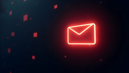 Glowing Email Icon with Red Alert: New Message Notification Visual