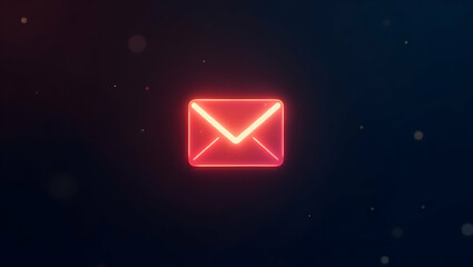 Glowing Email Icon with Red Alert Notification for New Messages in Digital Communication - Stock Photo Concept