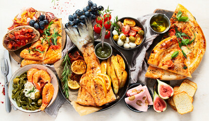Assortment of Italian pasta dishes.