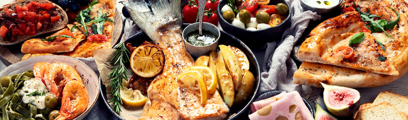 Assortment of Italian pasta dishes.