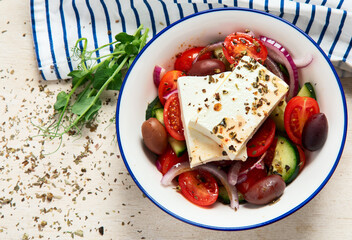 Fresh greek salad. Healthy eating.