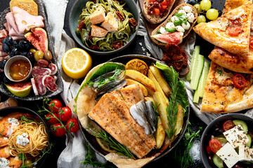 Mediterranean dishes concept.