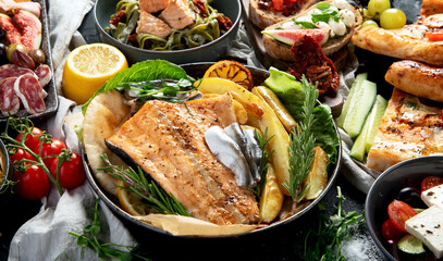 Mediterranean dishes concept.