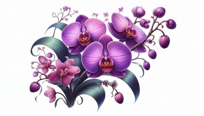 Orchid An elegant purple orchid with intricate petals and a long