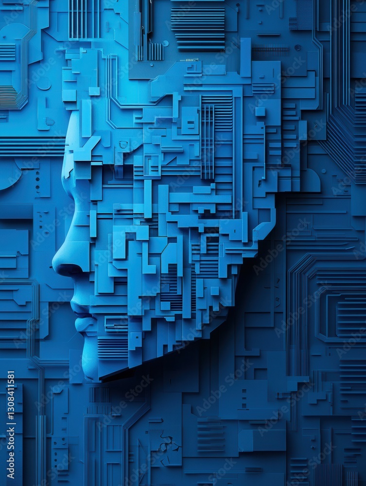 Aufkleber modern paper art showcases abstract cutouts evolving into pixelated shapes, reflecting digital democ