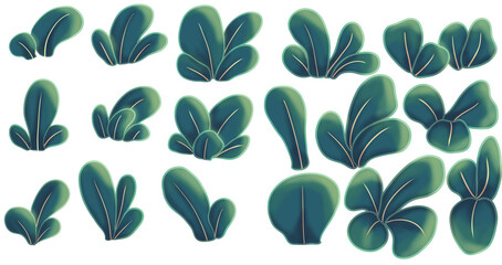 set of green leaves 1