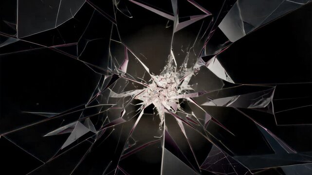 Cracked glass effect 4K video, transparent, alpha channel, ProRes 4444