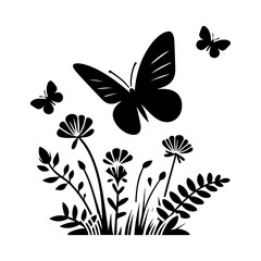 Fototapeta premium Simple Butterfly with Flower Vector Icon – Modern Logo & Illustration