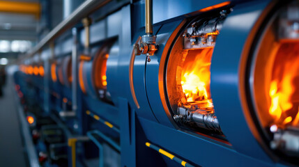 A large metal furnace captured in a realistic photograph, demonstrating the power of boiler systems in industrial processes