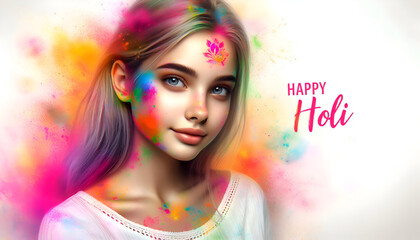 Holi color festival banner greeting card design background.