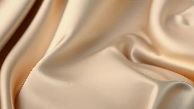 ultra HD close up video animation showcasing soft luxurious texture silky beige fabric flowing smoothly gentle motion