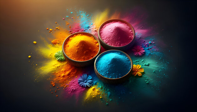 Holi festival of color greeting design background.