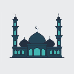A Flat-Style Mosque on a Plain White Background