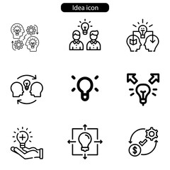 Creative idea line icon set vector art illustration on white background use for logo app web
