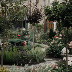 Obraz premium idea of transformation and development is depicted through a garden, colorful flower seedings in small flower pots