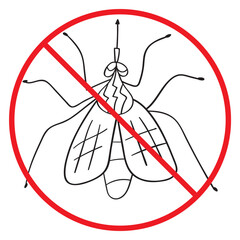 No mosquito. Vector design. Outline illustration on white background.