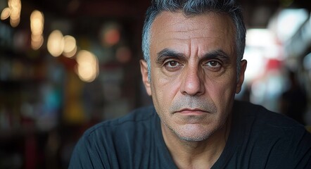 Fototapeta premium A Latin man, who owns a small grocery store, stands with pride behind the counter, symbolizing dedication, community, entrepreneurship, and resilience