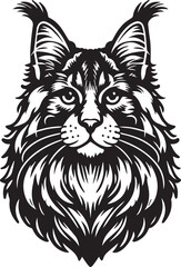 Maine coon cat vector in black and white