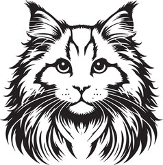 Maine coon cat vector in black and white