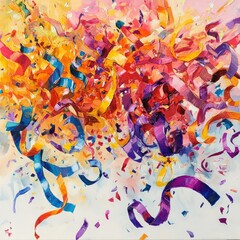 Fototapeta premium Vibrant Celebration Confetti and Ribbons
