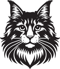 Maine coon cat vector in black and white