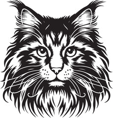 Maine coon cat vector in black and white