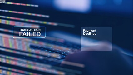 Transaction error on a digital payment interface with failure notifications.