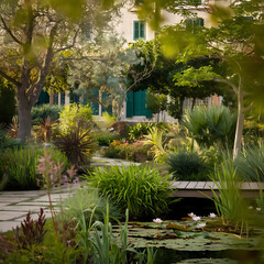 Obraz premium idea of transformation and development is depicted through a garden, colorful flower seedings in small flower pots