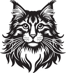 Maine coon cat vector in black and white