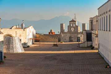 Courtyard and drill ground of Castel Sant'Elmo, the fortress which towers high on the Vomero hill above the city of Naples
