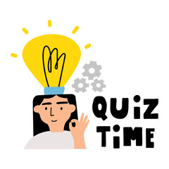 Quiz time. Smart person. Brain game. Illustration on white background.