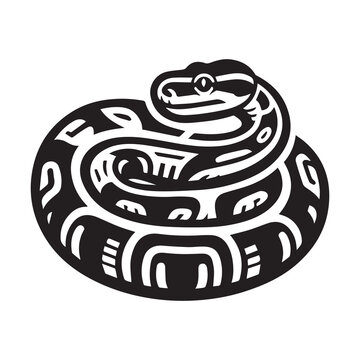 Simple Ball Python Vector Icon &ndash; Vintage Logo & Retro Illustration