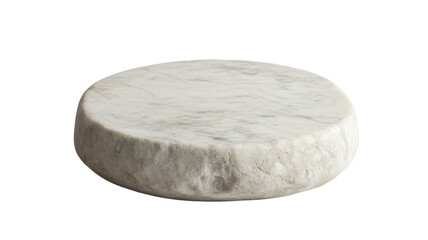 Smooth, round marble top with a rough, textured base.  A minimalist, elegant design.
