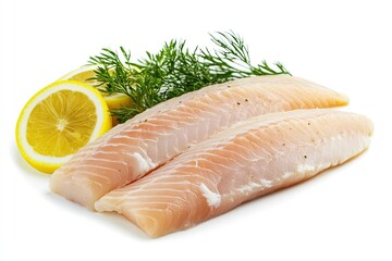 Sole fillet slice isolated on white background 