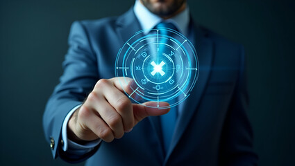 Managing Task Approvals with Holographic Validation Tools: A Flat Businessman Illustration