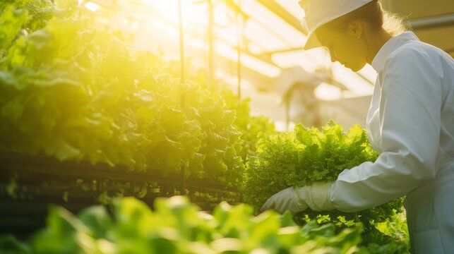 Wide-angle view of vertical hydroponic growing system, multiple tiers of flourishing butter lettuce creating living walls, automated nutrient delivery system visible, morning sunlight filtering