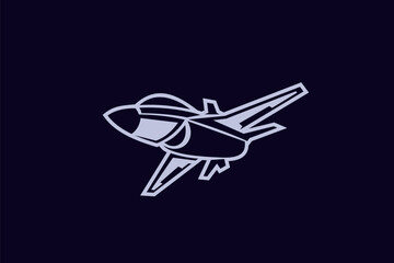 American cold war fighter plane vector illustration. simple aircraft logo, military equipment.