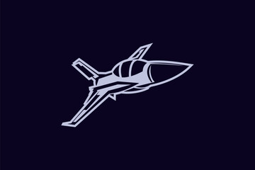 American cold war fighter plane vector illustration. simple aircraft logo, military equipment.