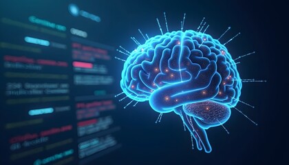 A futuristic 3D concept of brain-to-computer interfaces enabling mind control of devices.
