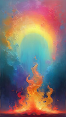 Naklejka premium Rainbow fire