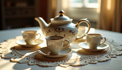 Fototapeta premium teapot and cups