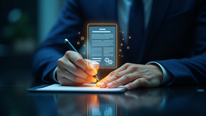 Secure Digital Policy Signing: Hologram Illustration for Business