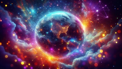 Obraz premium Cosmic exploration of earth outer space digital art nebula vibrant viewpoint universe