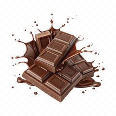 abstract 3d chocolate with splash isolated on white background