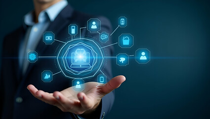 Revolutionize Task Management: Explore Flat Professional Reviewing Task Lists with Holographic Interface in a Cute Vector Illustration for Smart Business Solutions