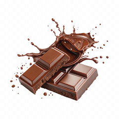 abstract 3d chocolate with splash isolated on white background